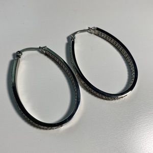 Stainless steel hoop earrings with rhinestone details